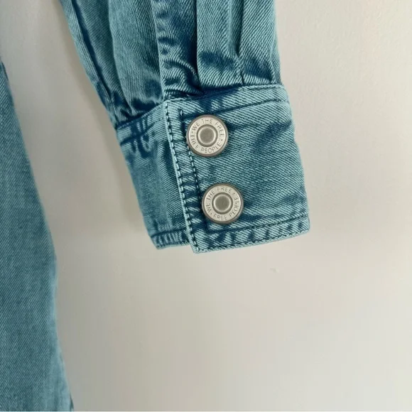 Free People Mad Love Midi Size Small Long Sleeve Denim Dress - Picture 11 of 13